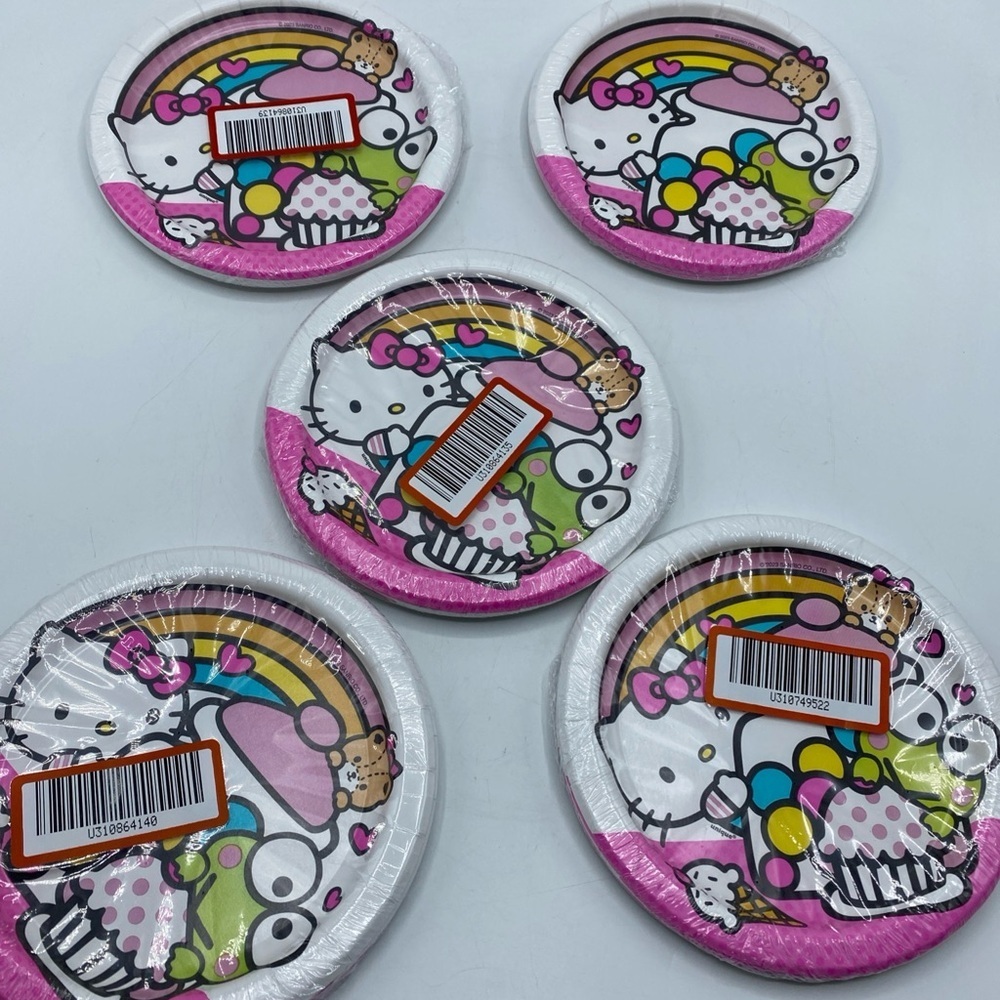 Hello Kitty Sanrio Kawaii Pink Dessert Plates 6.34” 5 8 Packs Themed Parties